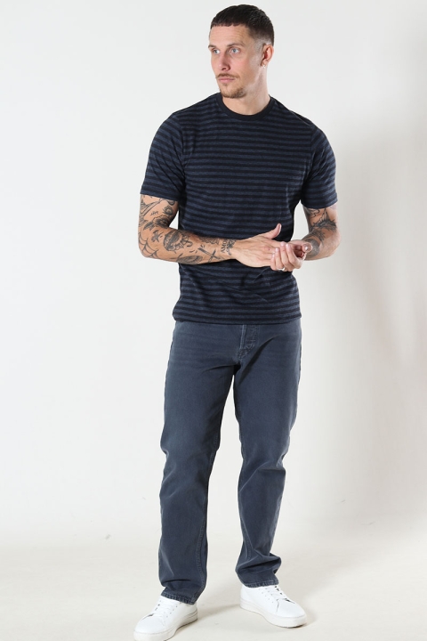 Basic Brand T-skjorte Striped Heather Blue/Black