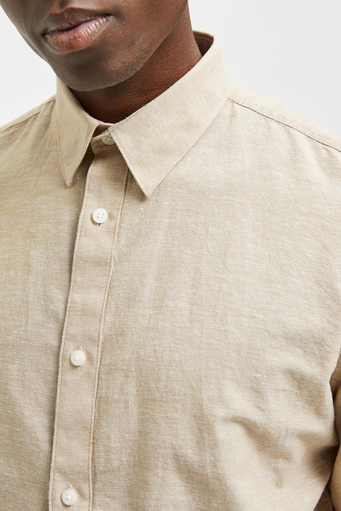 Selected SLHSLIMNEW-LINEN SHIRT LS W NOOS Kelp