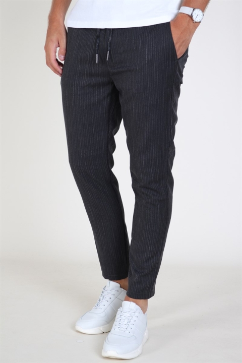 Solid Slim Truc Pinstripe Bukser Dark Grey Melange