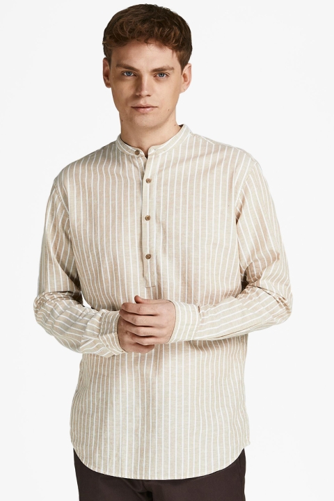 Jack & Jones JPRBLASUMMER HALF PLACKET SHIRT L/S SN Curds & Whey