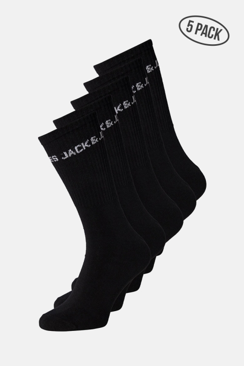 Jack & Jones JACBASIC LOGO TENNIS SOCK 5 PACK NOOS Black