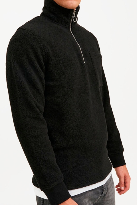 Jack & Jones JORPARTICLE SWEAT QUARTER ZIP HIGH NECK Black