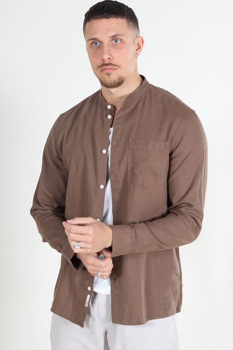 Allan China Linen Shirt Shitake