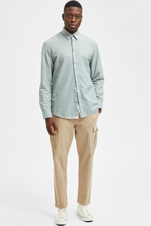 Selected SLHSLIMNEW-LINEN SHIRT LS W NOOS Desert Sage