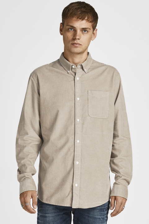 Jack & Jones ATLAS CORD SHIRT L/S BUTTON DOWN Crockery SLIM FIT