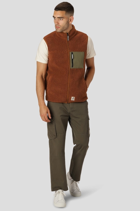 Fat Moose Hugh Fleece Vest Rust Orange