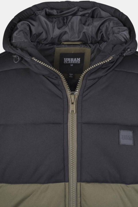 Klokkeban Classics Hooded 2-Tone Puffer Jakke Dark Olive/Black