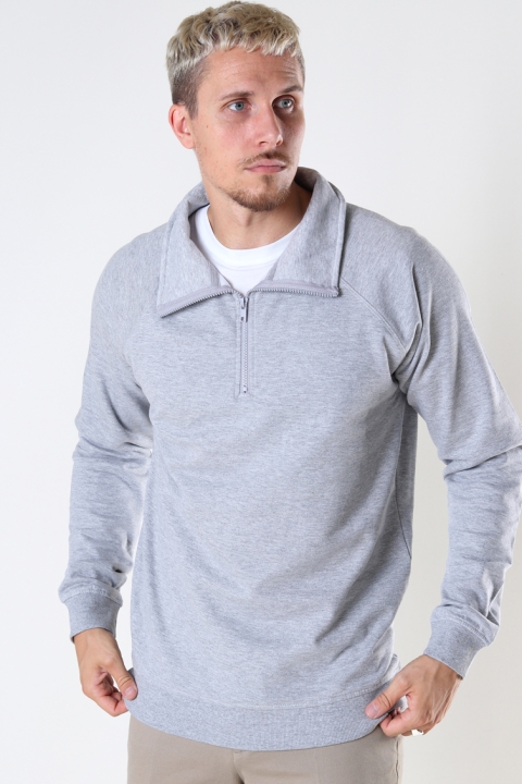 Denim project Basic Half-Zip Highneck 067 Light Grey melange