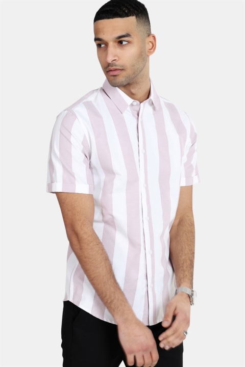 Only & Sons Travis SS Striped Thin Oxford Skjorte Violet Ice