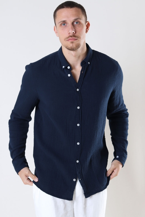 Kronstadt Johan Muslin shirt Navy