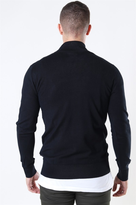 Jeff Argento Half Zip Strikke Black