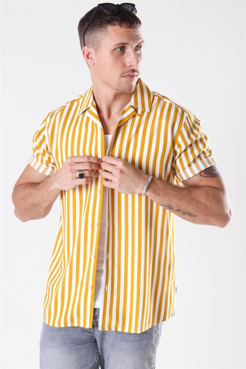 Only & Sons Wayne Striped Viscose Skjorte Golden Spice