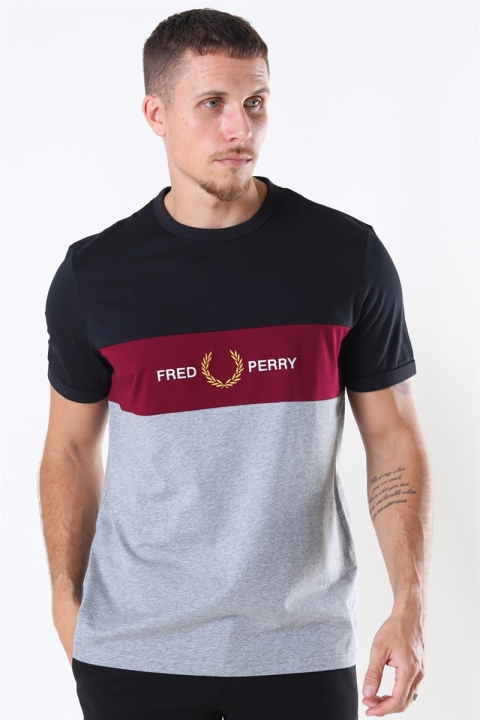 Fred Perry Embroidered Panel T-shirt Steel Marl