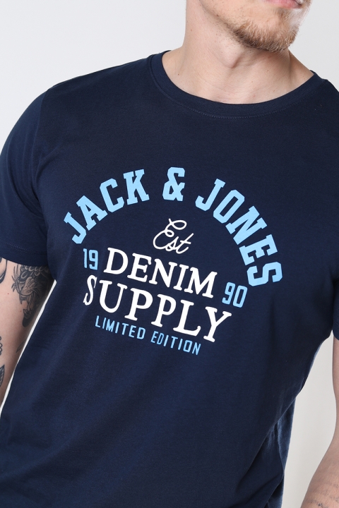 Jack & Jones JJELOGO TEE SS O-NECK 2 COL AW22 SN Dark Navy