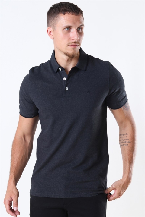 Jack & Jones PAULOS POLO SS Dark Grey Melange SLIM FIT - MELANGE