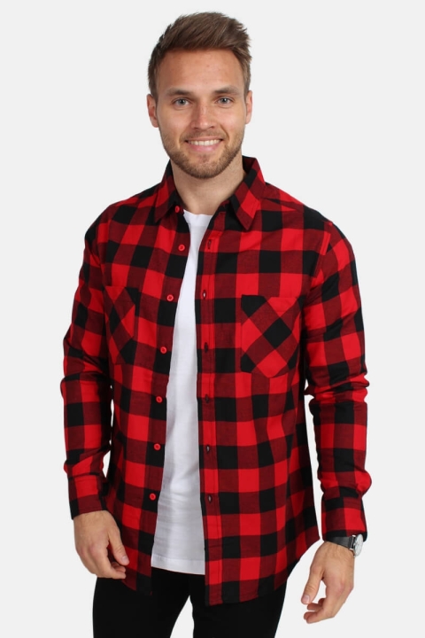 URBAN CLASSICS Checked Flanell Skjorte Red/Black