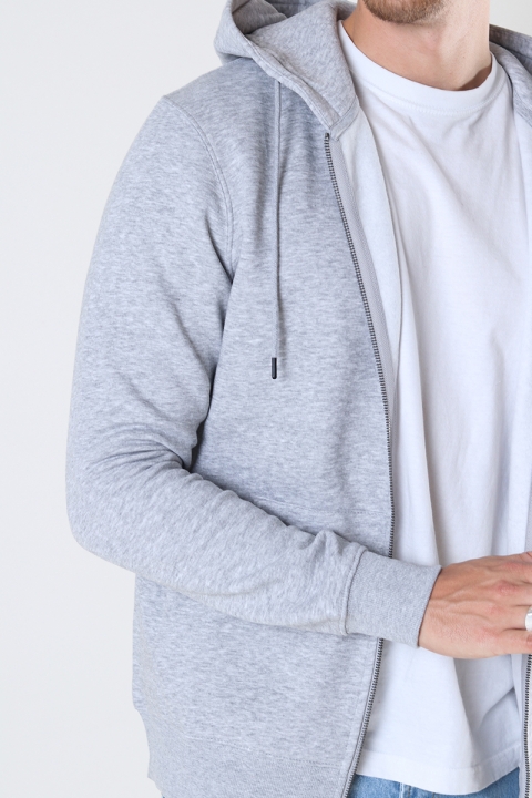 Jack & Jones STAR BASIC SWEAT ZIP HOOD Light Grey Melange