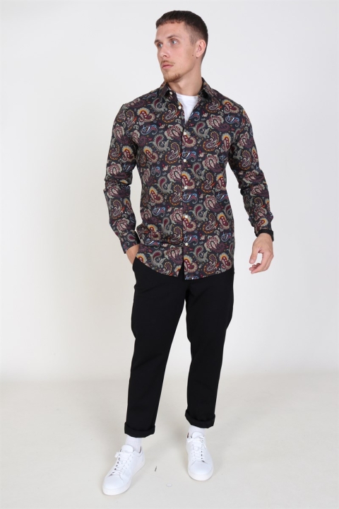 Only & Sons Frederik L/S Paisley Stretch Skjorte Phantom