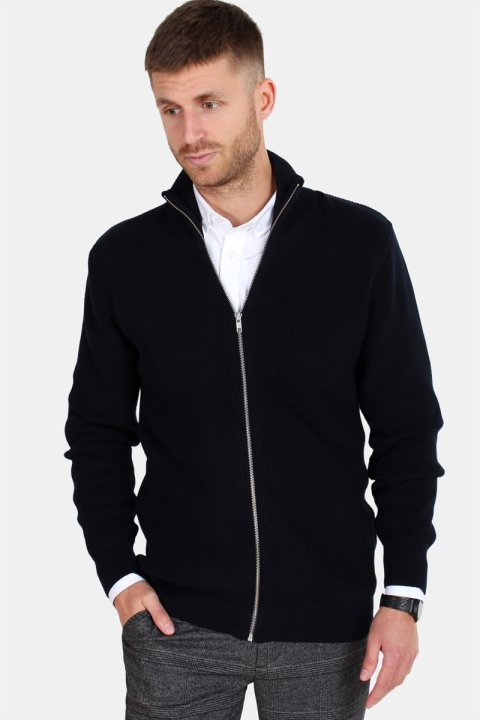 Clean Cut Osin Zip Cardigan Strikke Navy