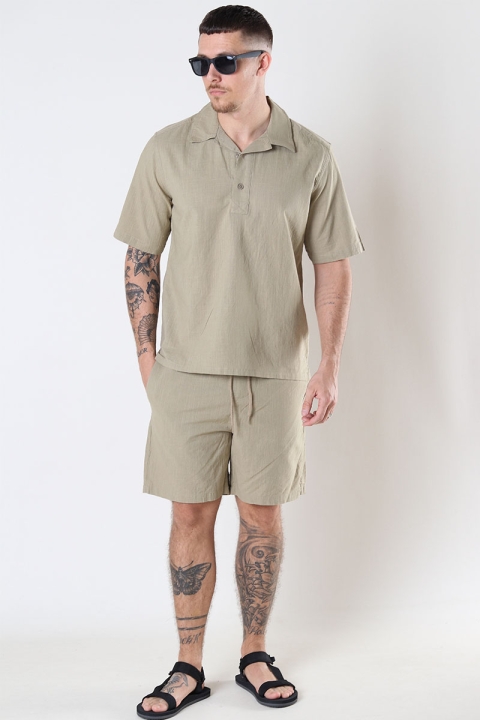 ONLY & SONS ONSBREE SS REG SLUB SHIRT CS Chinchilla SOLID COLOR