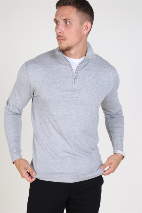 Tailored & Originals Knit - MKlokkeray Half zip Light Grey