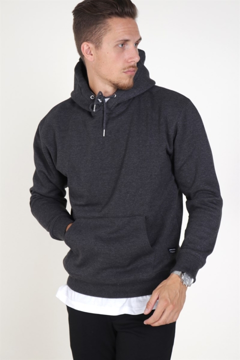 Jack & Jones Soft Genser Hood Dark Grey Melange