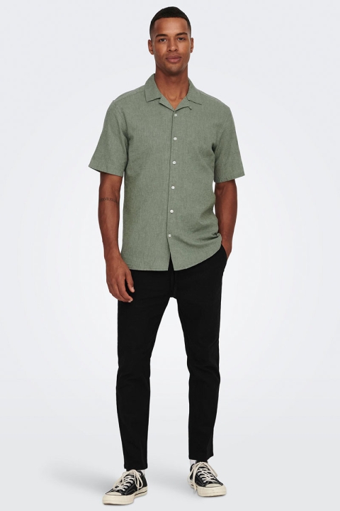 ONLY & SONS Caiden SS Resort Linen Shirt Swamp