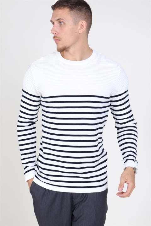 Kronstadt Link Stripe Strikke Off White/navy