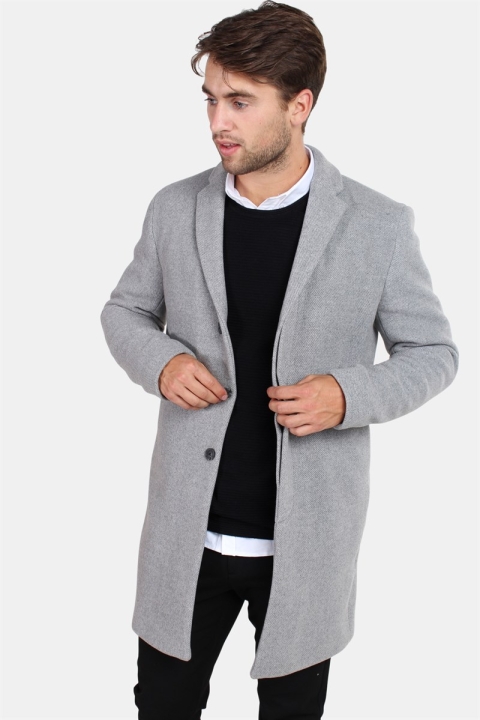 Selected Brove Uld Frakk Medium Grey