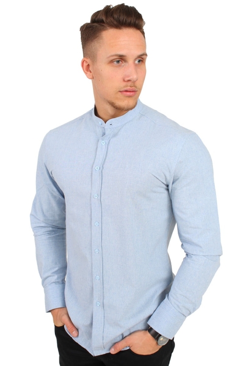 Clean Cut Rooney Flannel Henley Skjorte Light Blue