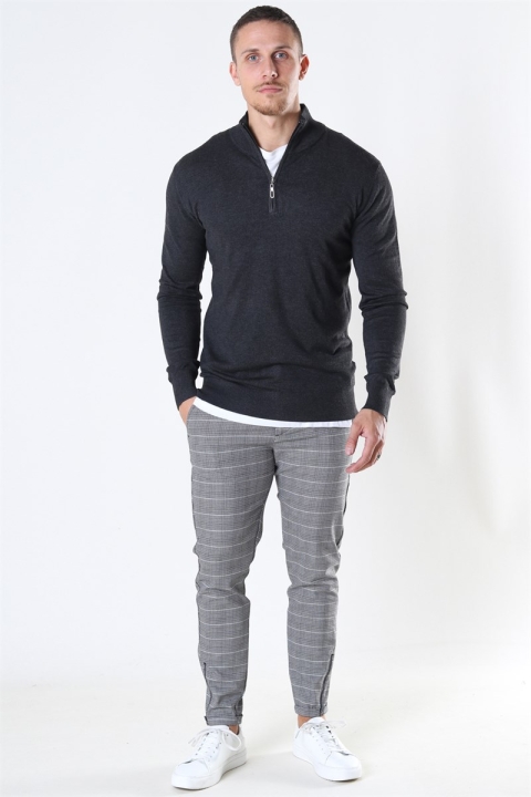 Jeff Argento Half Zip Strikke Charcoal