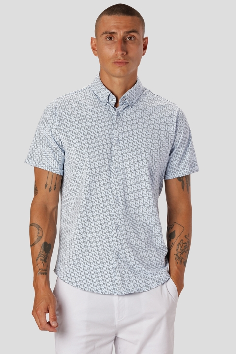 Clean Cut Copenhagen Hudson AOP Stretch Shirt SS Light Blue AOP