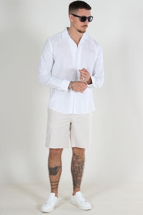 ONLY & SONS Caiden Regular Linen Resort LS Shirt White
