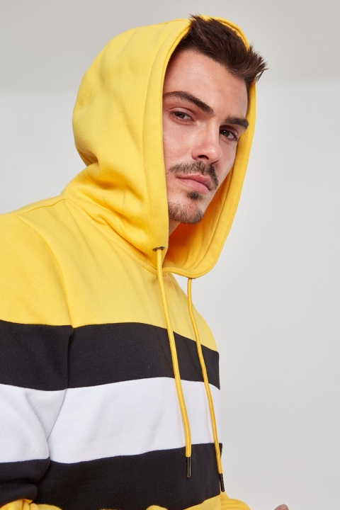 Klokkeban Classics Chest Striped Hoodie Chromeyellow/ Black/ White