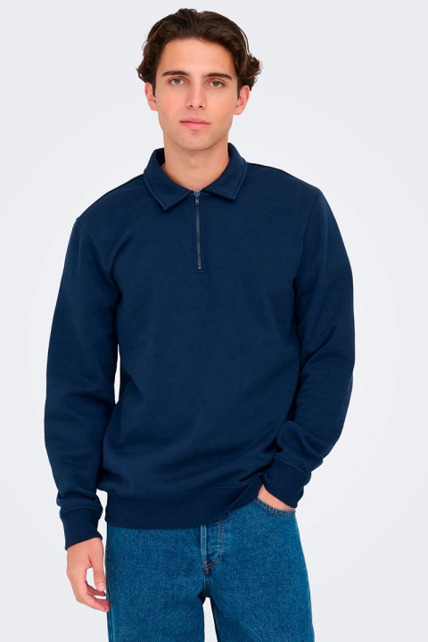 ONLY & SONS Ceres Half Zip Polo Sweat Dress Blues