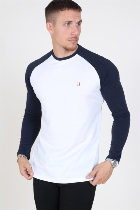 Les Deux College LS T-skjorte White/Navy