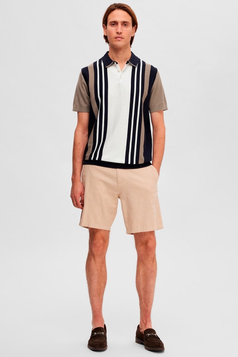 Selected SLHMattis SS Knit Stripe Polo Sky Captain