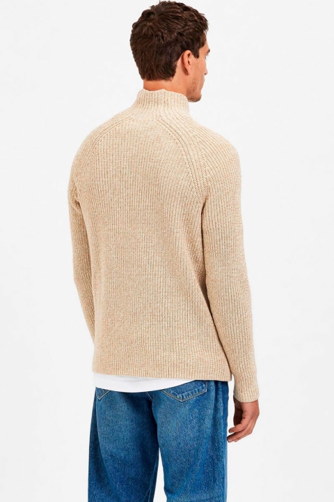 Selected SLHSORETT LS KNIT HIGH NECK W Cloud Cream Incense Twist