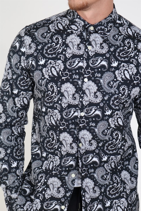 Only & Sons Frederik L/S Paisley Stretch Skjorte Black