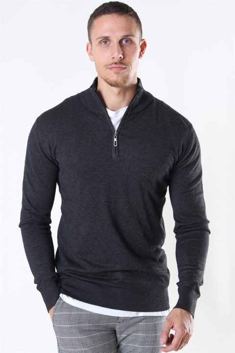 Jeff Argento Half Zip Strikke Charcoal