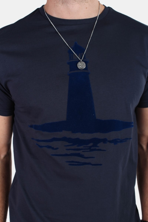 Kronstadt Print Flock T-skjorte Navy