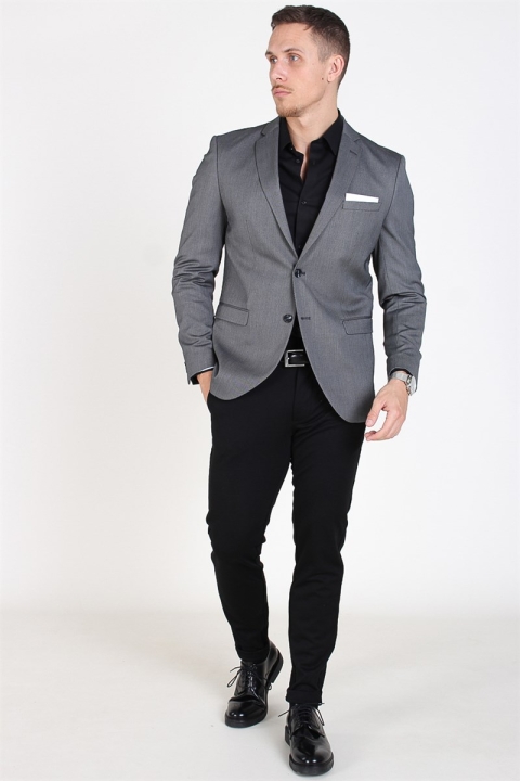 Selected Slim-MyloLogan Blazer Dark Grey StructKlokkee