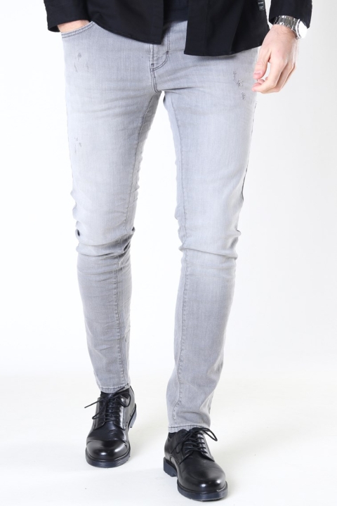 Clean Cut David Slim Stretch Jeans Light Grey Denim