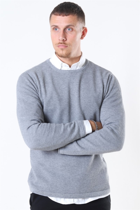 Only & Sons Panter Life Crew Strikke Medium Grey Melange