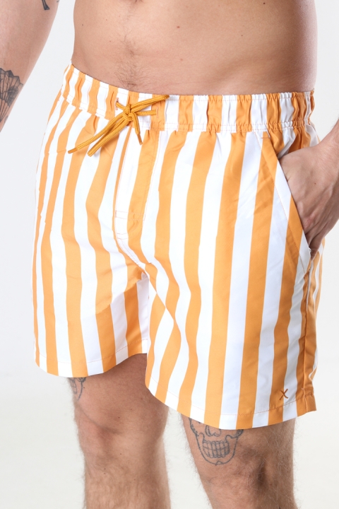 Clean Cut Copenhagen Swim Shorts Pale Orange Striped