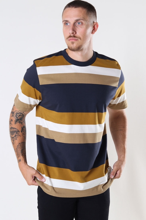 Fat Moose Caleb Cotton Tee SS Navy Bronze Stripe