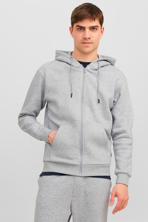 Jack & Jones JJEBRADLEY SWEAT ZIP HOOD NOOS Light Grey Melange