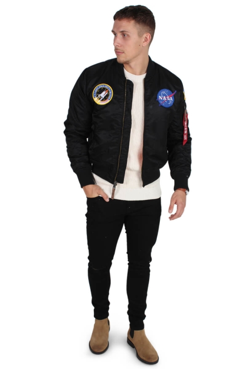 Alpha Industries MA-1 VF NASA Bomber Jakke Black