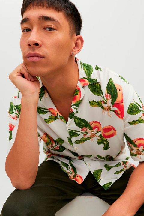 Jack & Jones Luke Flores Resort Shirt SS Cloud Dancer