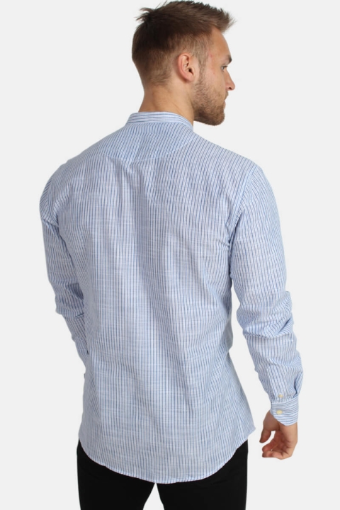 Kronstadt Dean Henley Stripe Skjorte Blue